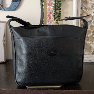 Longchamp Le Foulonné Black Pebbled Leather Crossbody Bag